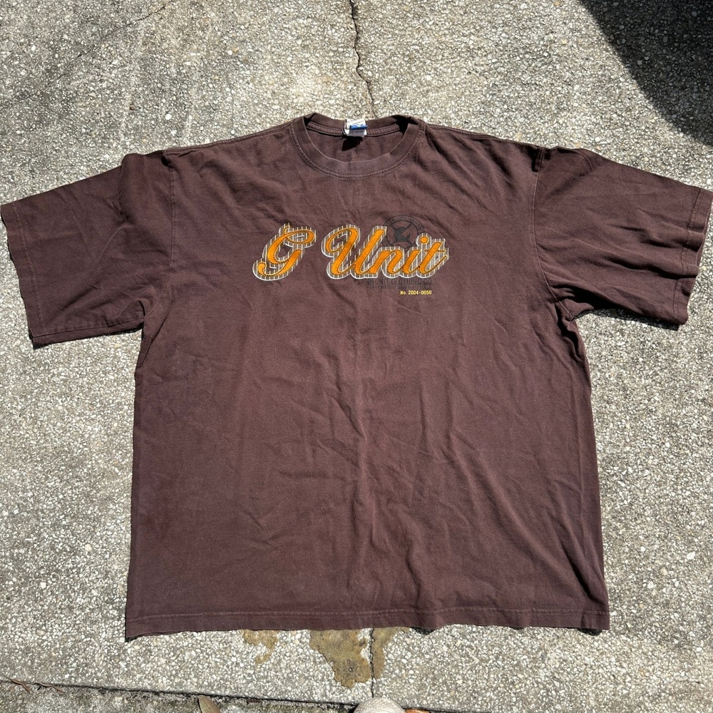 Vintage G-Unit Clothing Co T-Shirt 2XL Brown Y2K 50 Cent Hip Hop Heavyweight